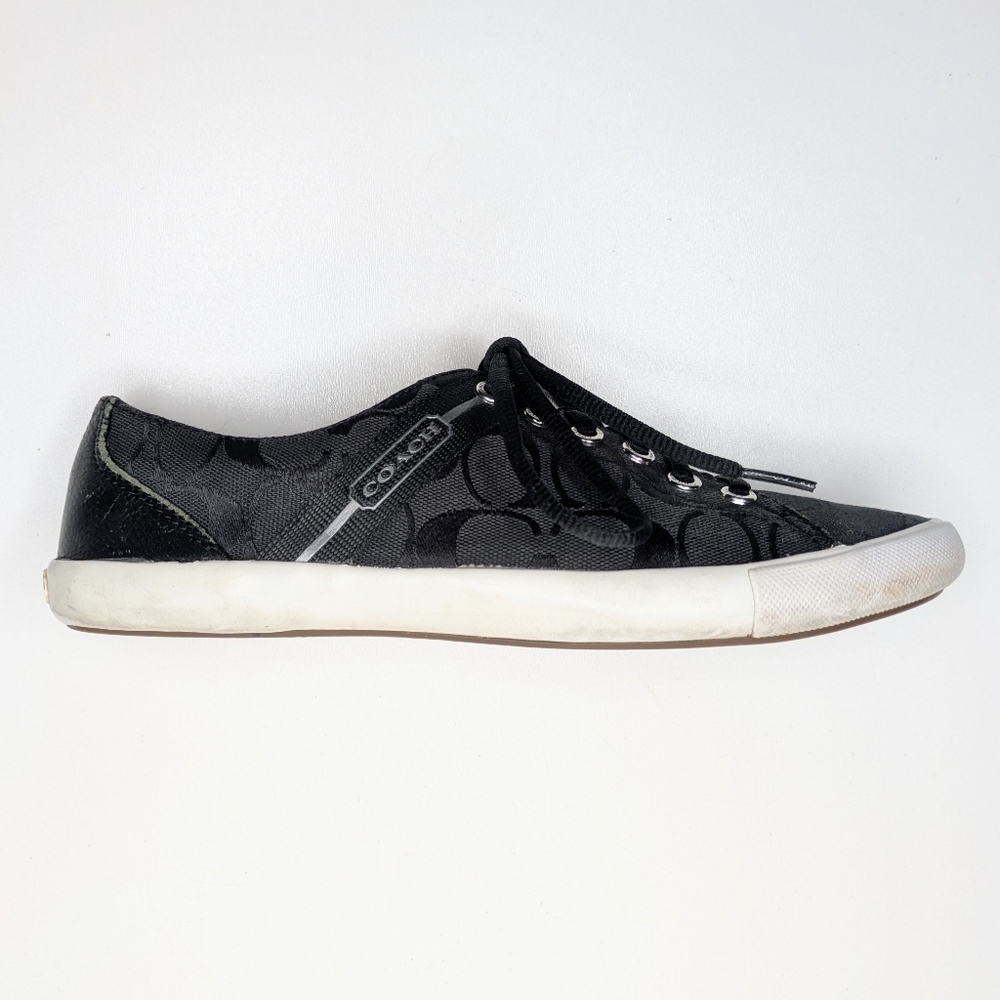 Coach Lesley Black Logo Lace Up Sneakers Women's Size 8.5